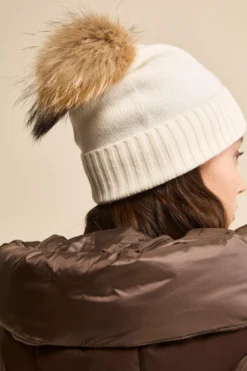 Berretto in Cashmere con Pompon - BIANCO