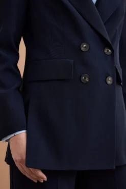 Blazer Doppiopetto Foderato in Cady - BLU