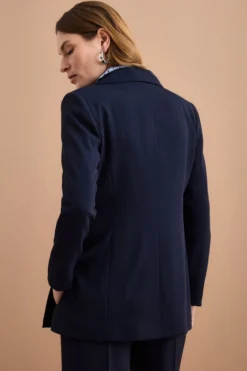 Blazer Doppiopetto Foderato in Cady - BLU