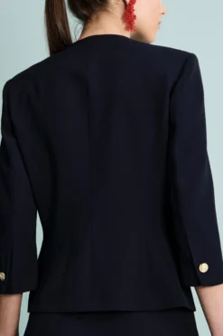 Blazer Elegante con Scollo Ampio - BLU