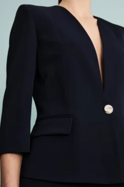 Blazer Elegante con Scollo Ampio - BLU