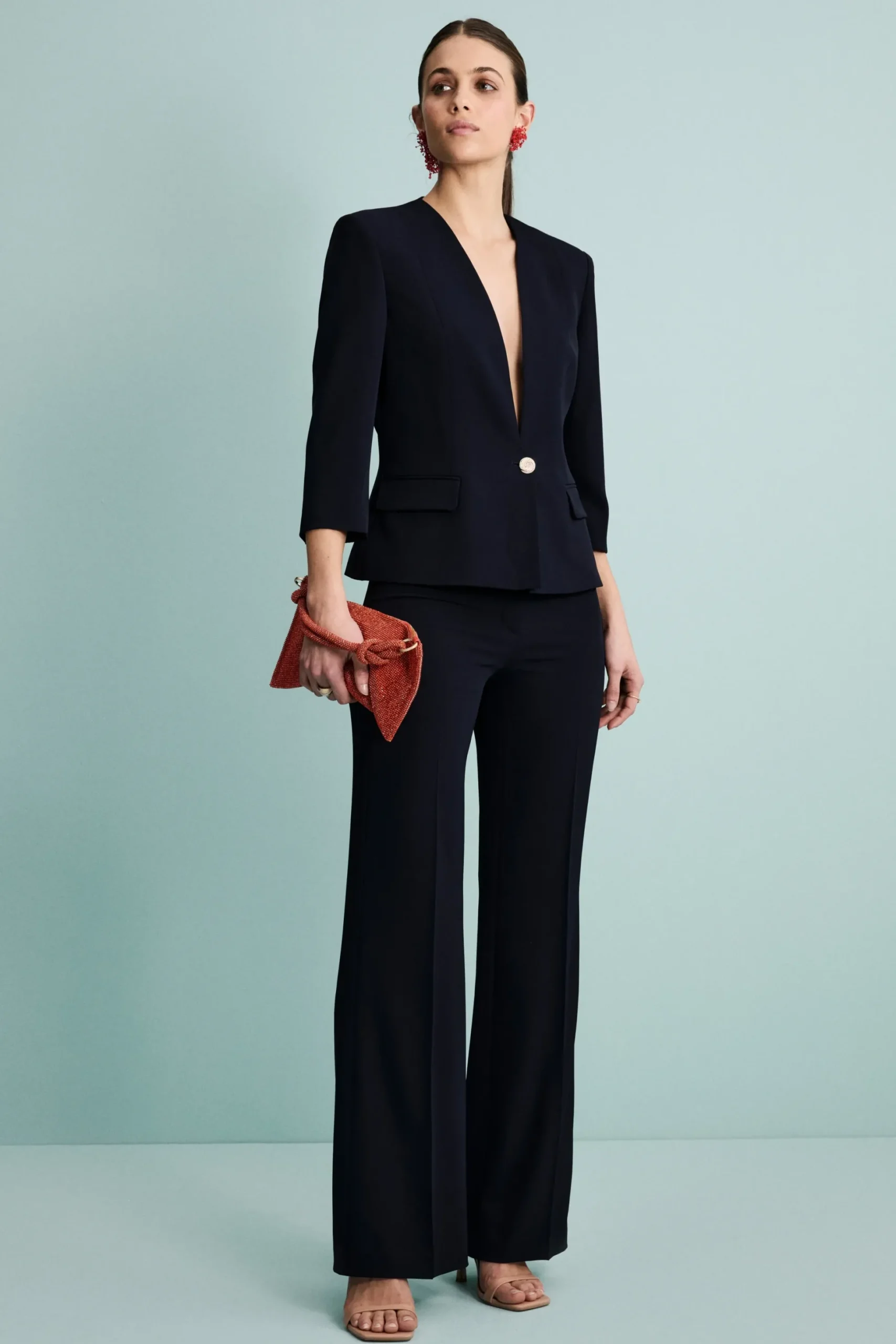 Blazer Elegante con Scollo Ampio - BLU