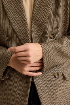 Blazer Foderato Doppiopetto in Lana Vergine - MATTONE SPIGATO