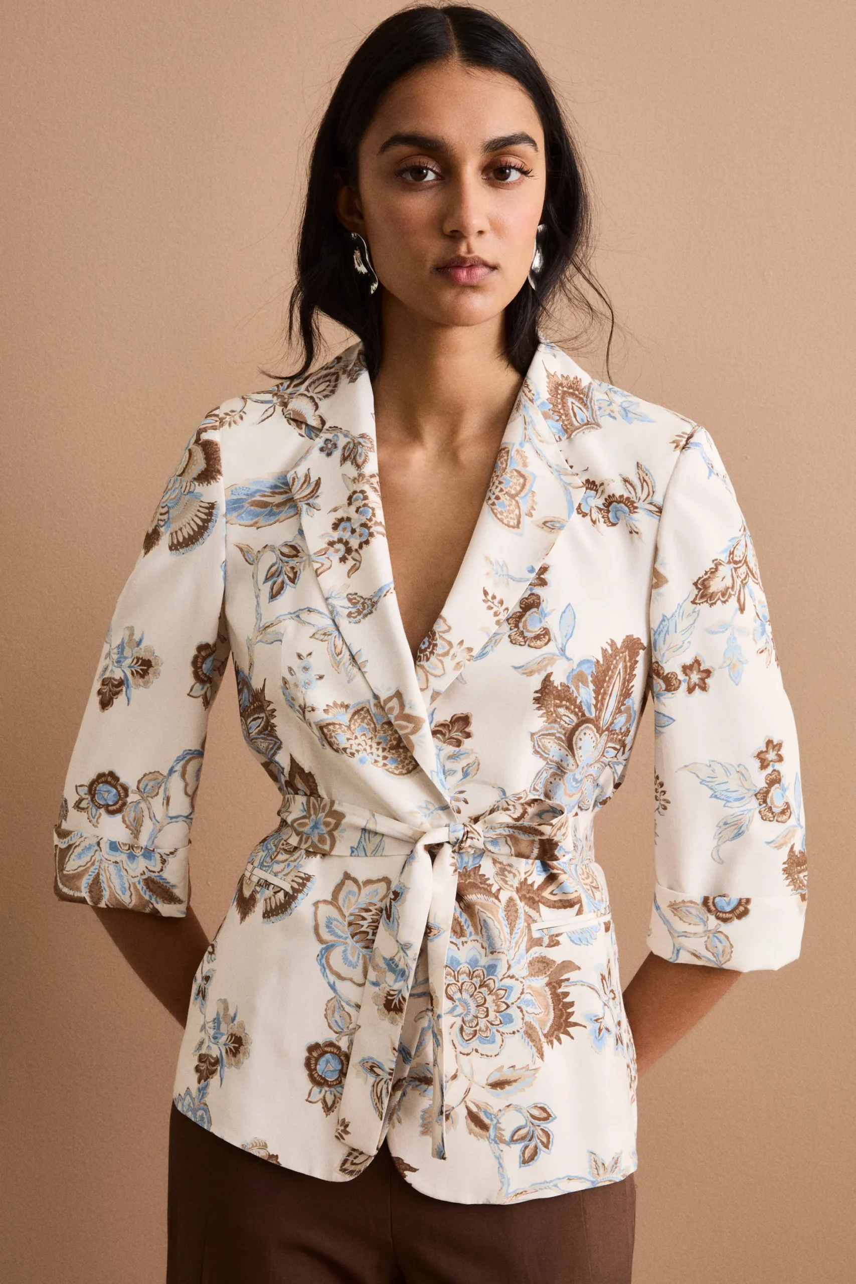 Blazer Habotai da Cerimonia con Cintura - FANT. MARRONE