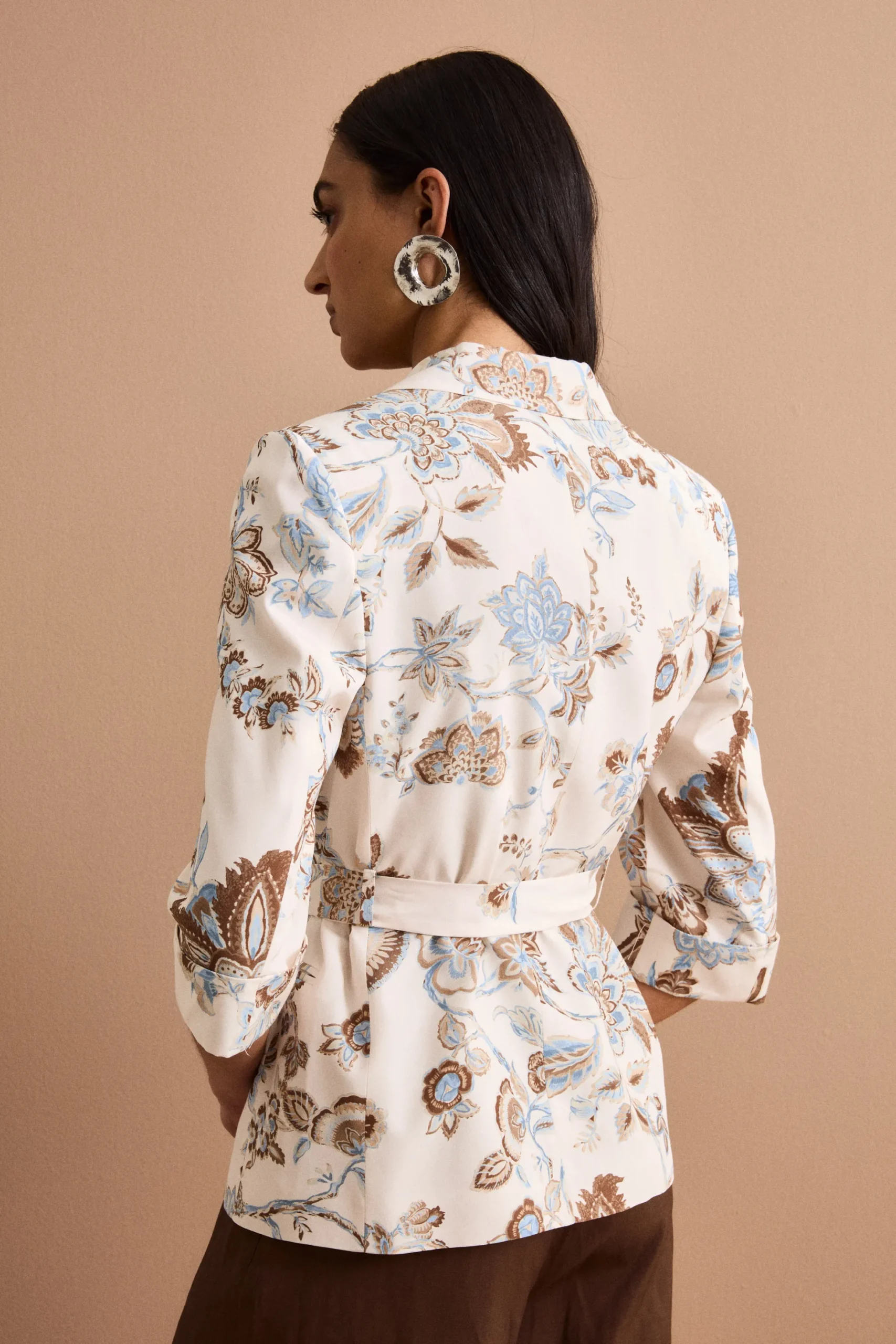 Blazer Habotai da Cerimonia con Cintura - FANT. MARRONE