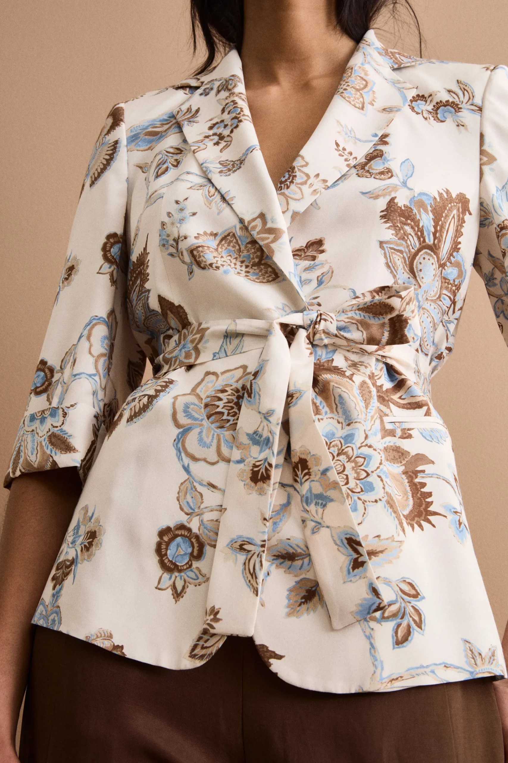 Blazer Habotai da Cerimonia con Cintura - FANT. MARRONE