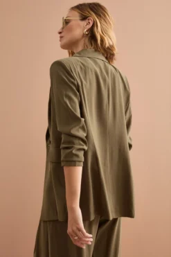 Blazer Lungo Doppiopetto con Revers - VERDE MILITARE