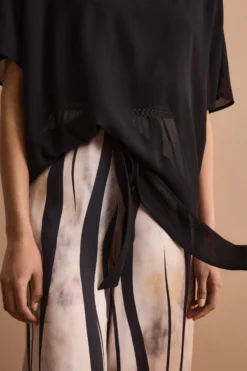 Blusa Cerimonia in Georgette con Fiocco - NERO