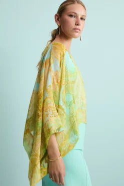 Blusa Creponne Elegante in Fantasia - FANT. ACQUA