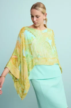 Blusa Creponne Elegante in Fantasia - FANT. ACQUA