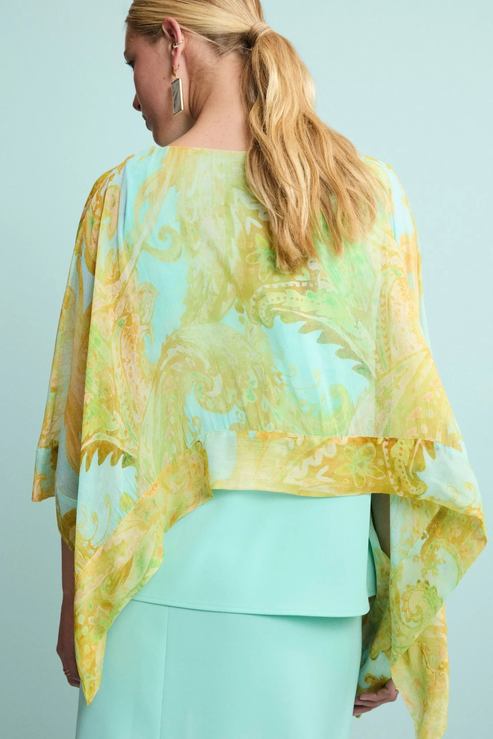 Blusa Creponne Elegante in Fantasia - FANT. ACQUA