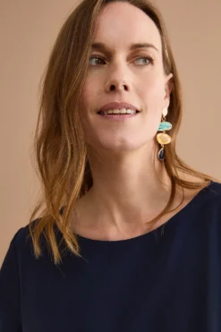 Blusa da Cerimonia Over in Cady con Manica a Spirale - BLU