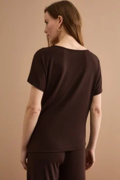Blusa Elegante in Jersey Crêpe - CIOCCOLATO