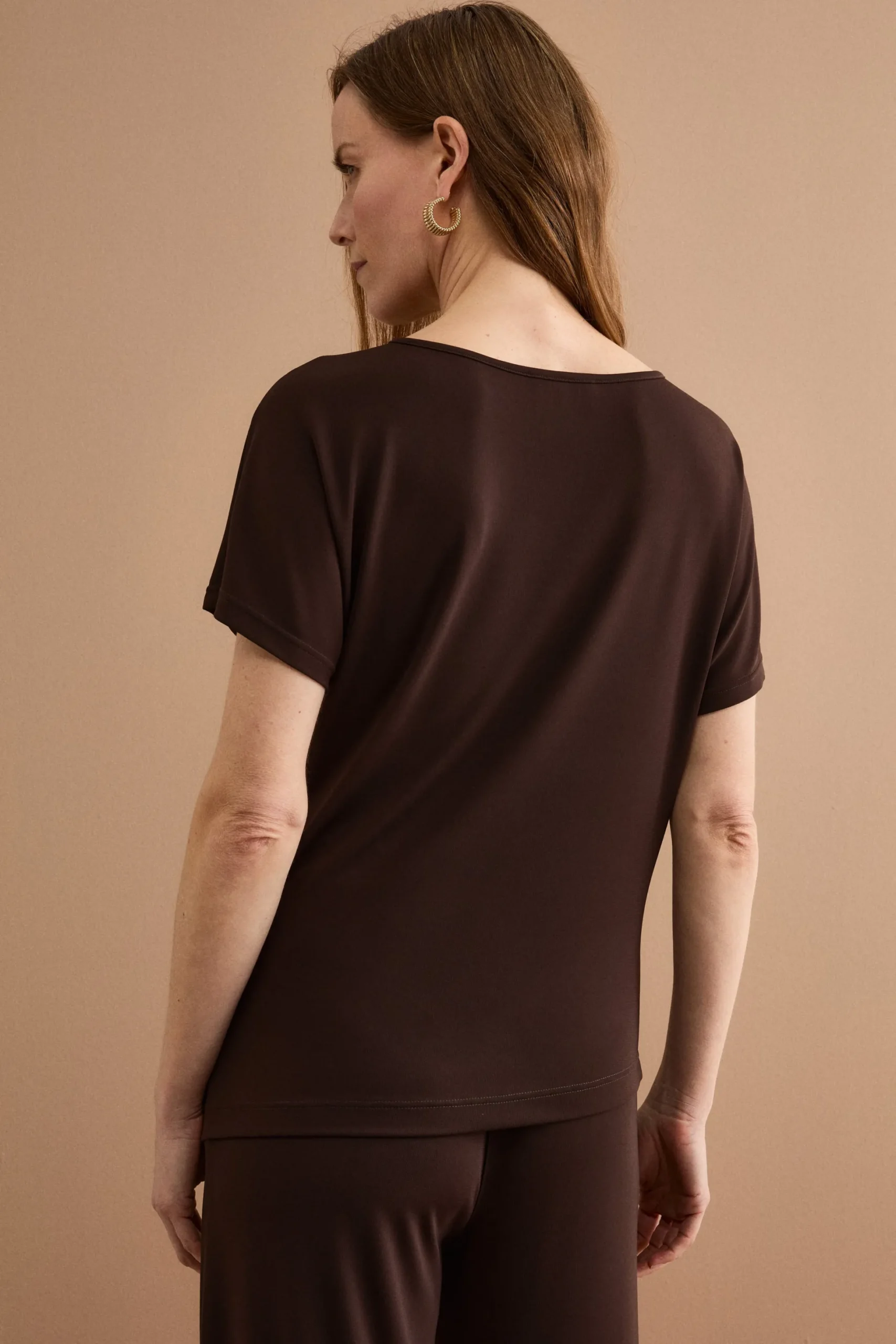 Blusa Elegante in Jersey Crêpe - CIOCCOLATO