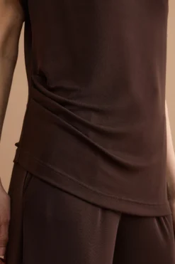 Blusa Elegante in Jersey Crêpe - CIOCCOLATO