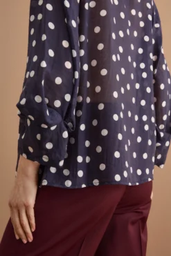Blusa Over a Pois con Scollo a V - FANT. BLU