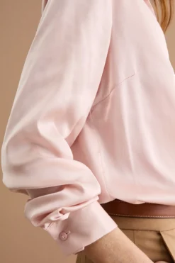 Blusa Over Elegante con Collo a Camicia - ROSA