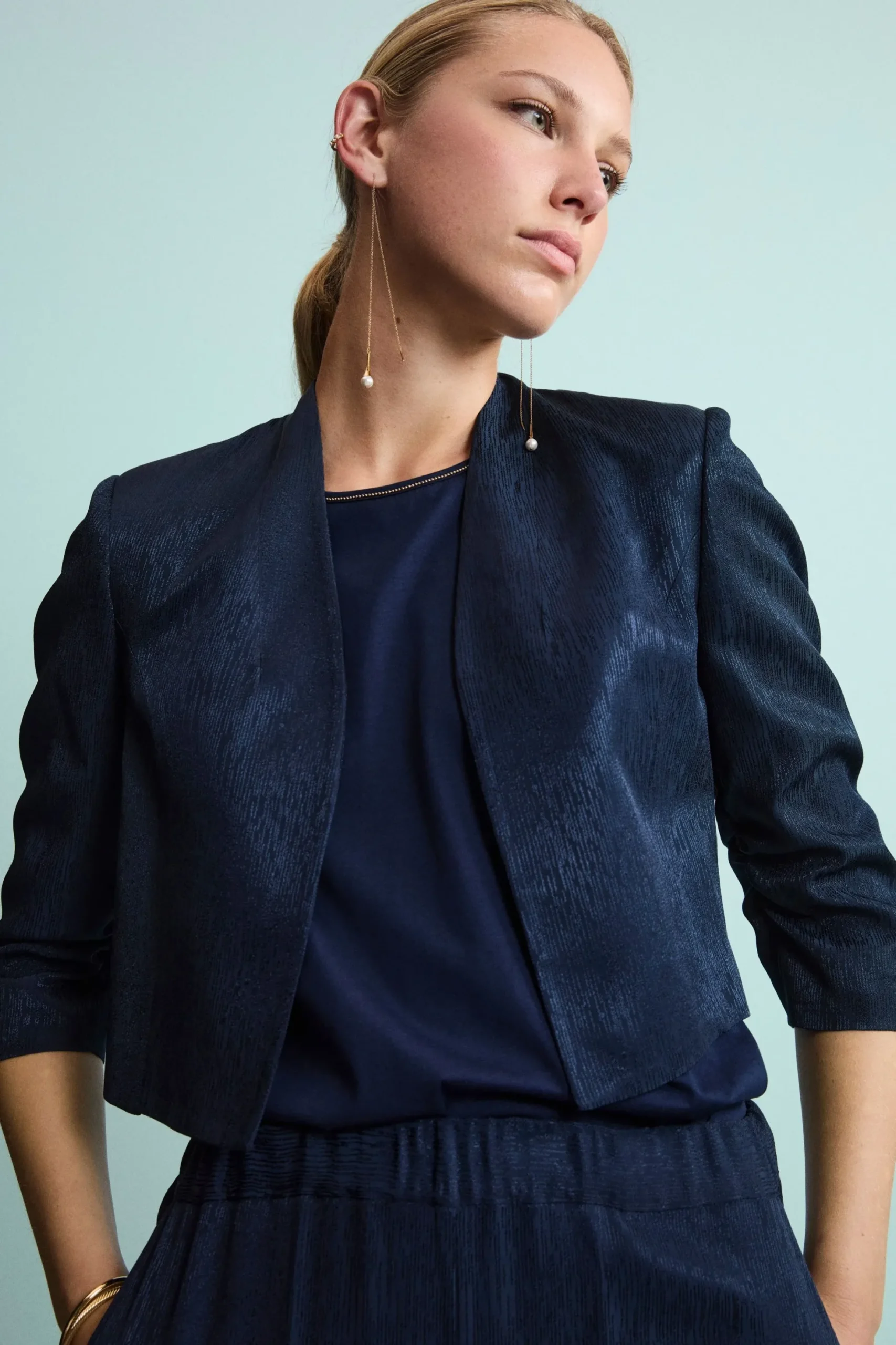 Bolero Jacquard Elegante da Cerimonia - BLU