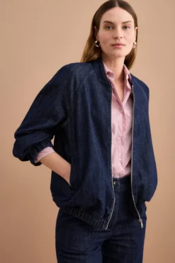 Bomber di Jeans Sfoderato con Zip - DENIM