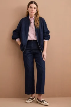 Bomber di Jeans Sfoderato con Zip - DENIM