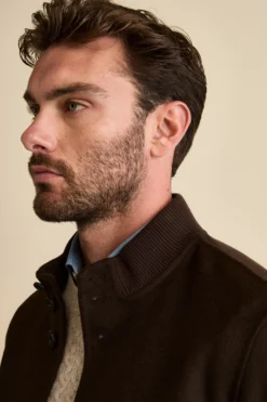 Bomber in Lana con Tasche - MARRONE