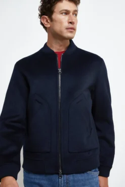 Bomber in Lana con Zip - NAVY