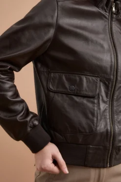 Bomber in Pelle con Tasche - T.MORO