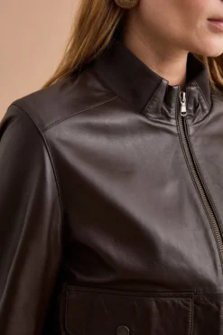 Bomber in Pelle con Tasche - T.MORO