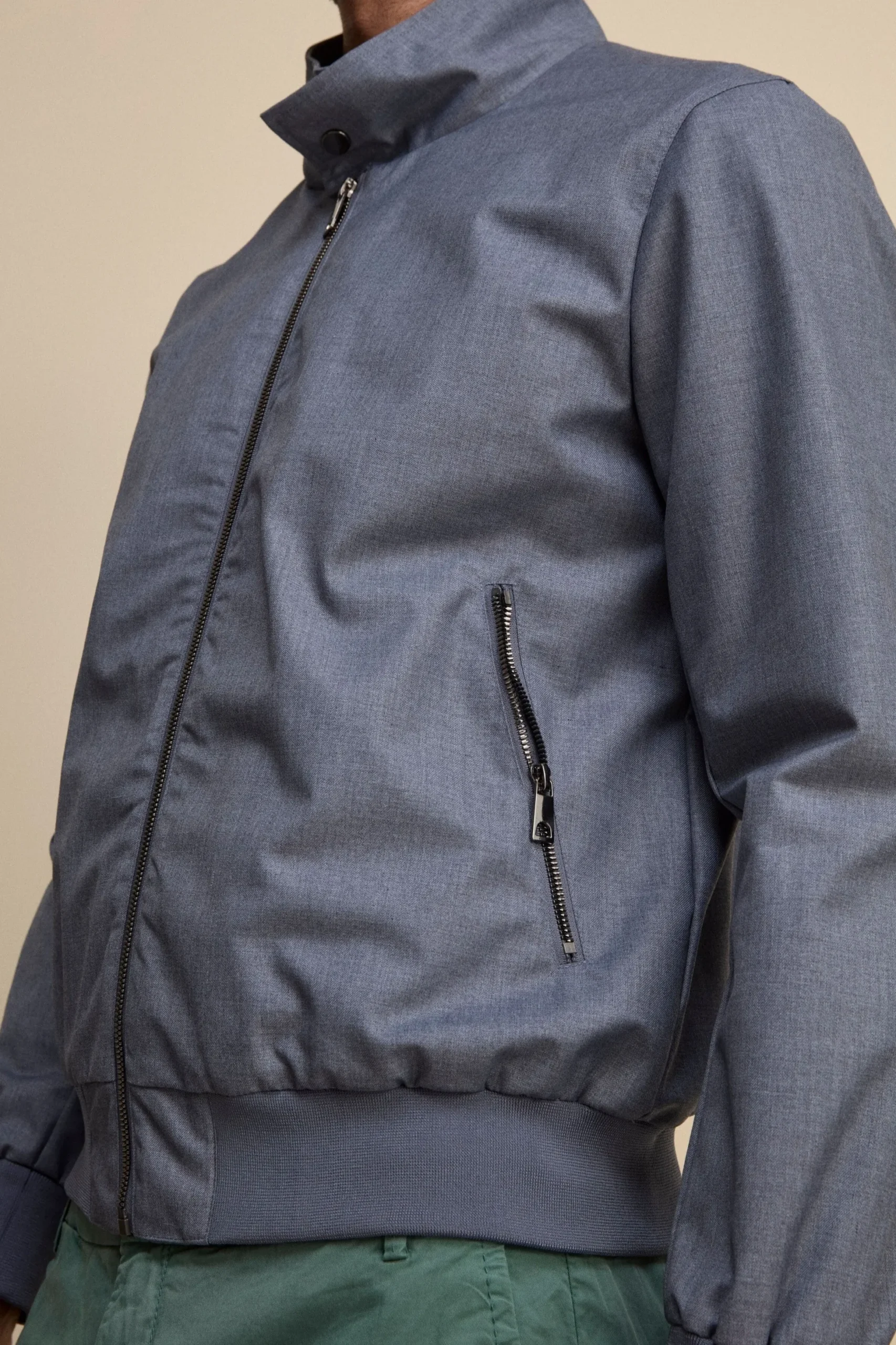 Bomber in Tessuto con Zip - DENIM