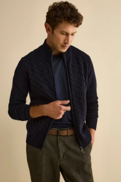 Bomber Lupetto a Trecce in Lana - BLU