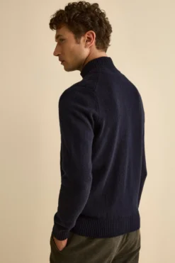 Bomber Lupetto a Trecce in Lana - BLU