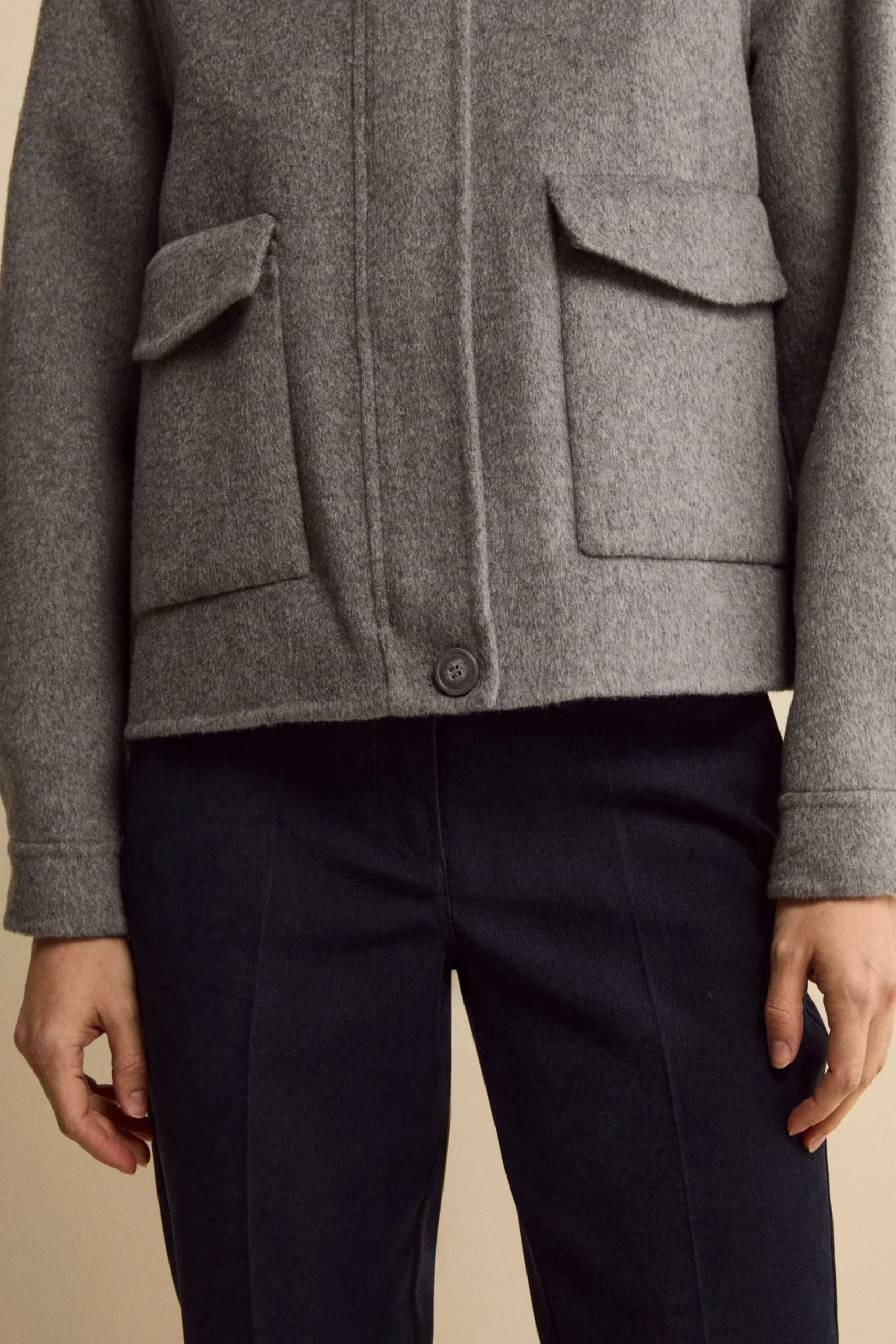Bomber Sfoderato in Misto Lana - GRIGIO