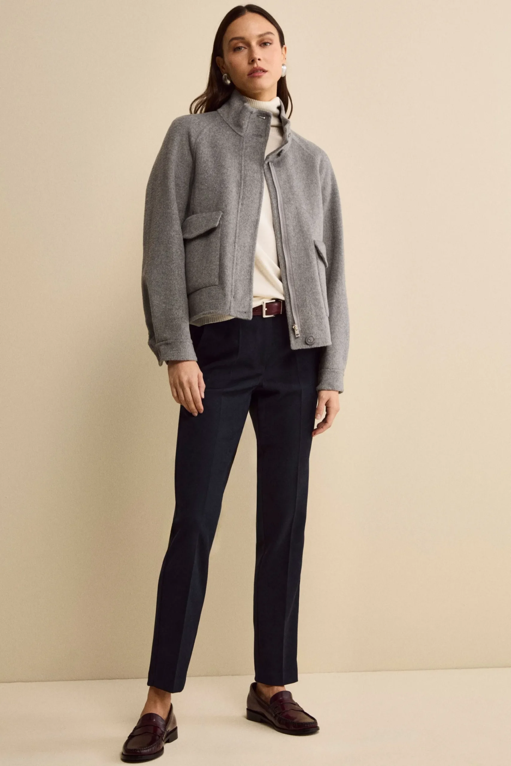 Bomber Sfoderato in Misto Lana - GRIGIO