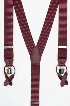 Bretelle Elasticizzate con Clip e Asole in Pelle - POIS fondo BORDEAUX