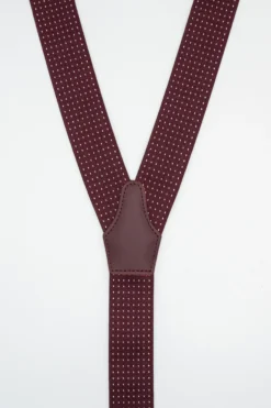 Bretelle Elasticizzate con Clip e Asole in Pelle - POIS fondo BORDEAUX