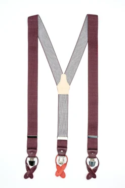Bretelle Elasticizzate con Clip e Asole in Pelle - POIS fondo BORDEAUX