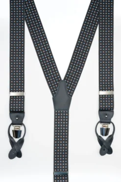 Bretelle Elasticizzate con Clip e Asole in Pelle - FANT. BLU