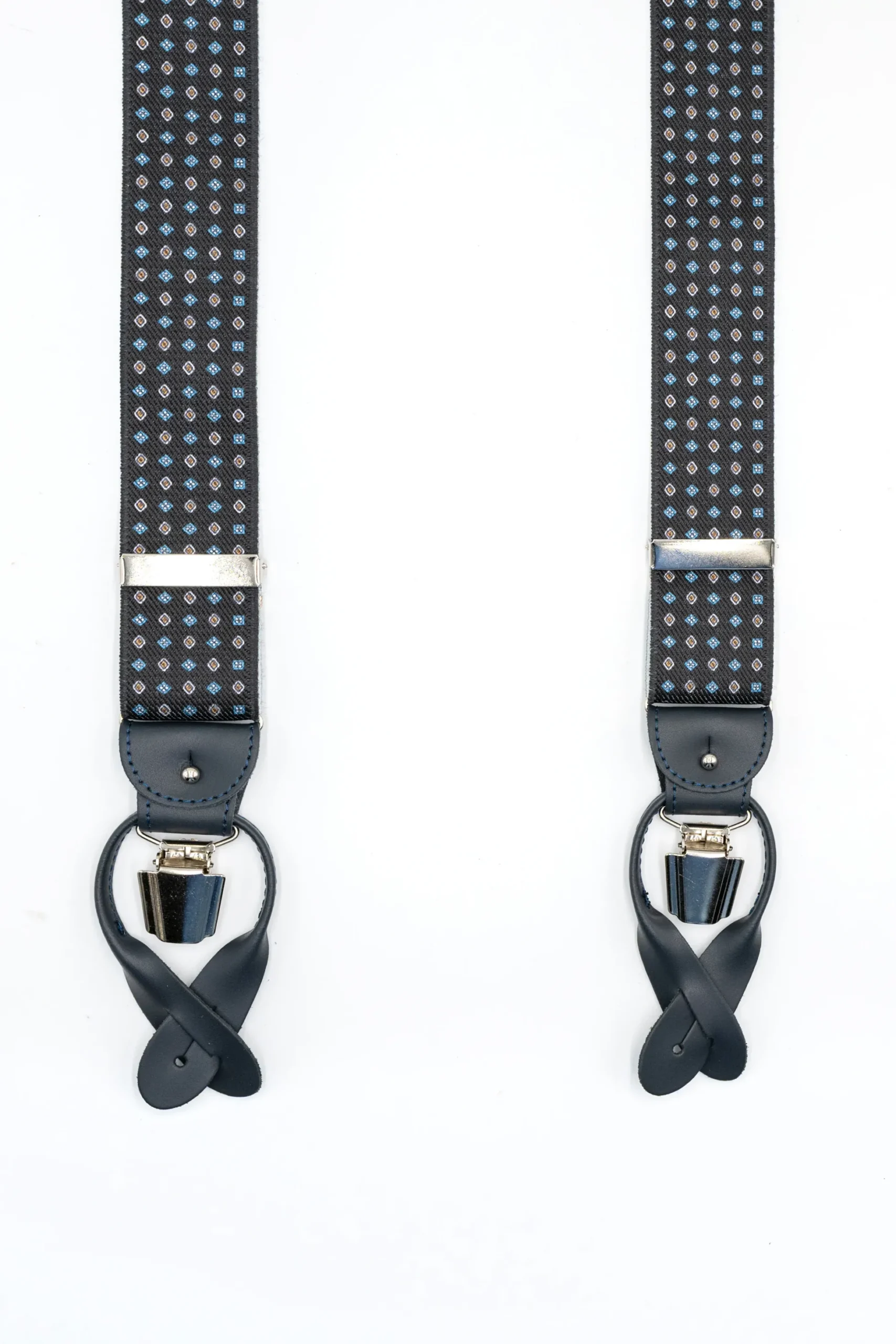 Bretelle Elasticizzate con Clip e Asole in Pelle - FANT. BLU