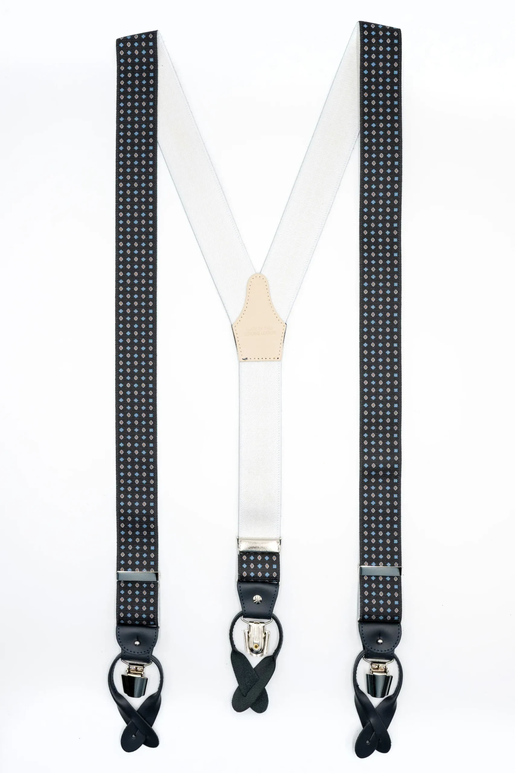 Bretelle Elasticizzate con Clip e Asole in Pelle - FANT. BLU