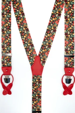 Bretelle Fantasia con Clip e Asole in Pelle - FANT. BLU/ROSSO