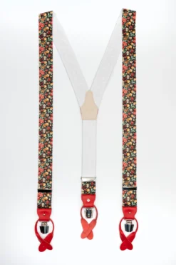 Bretelle Fantasia con Clip e Asole in Pelle - FANT. BLU/ROSSO