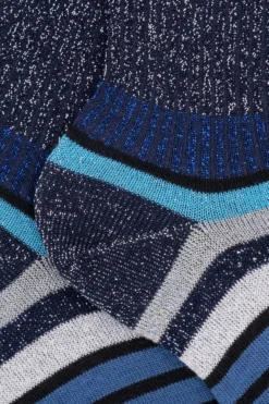 Calze Corte a Righe in Lurex - BLU/JEANS