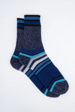Calze Corte a Righe in Lurex - BLU/JEANS