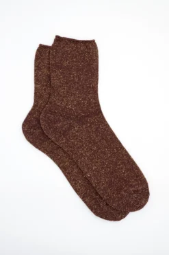 Calze Corte in Cotone con Lurex - BORDEAUX