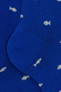 Calze Corte in Cotone Fantasia Pesci - BLU/GRIGIO
