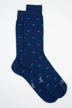 Calze Corte in Cotone Fantasia Pesci - BLU/BLUETTE
