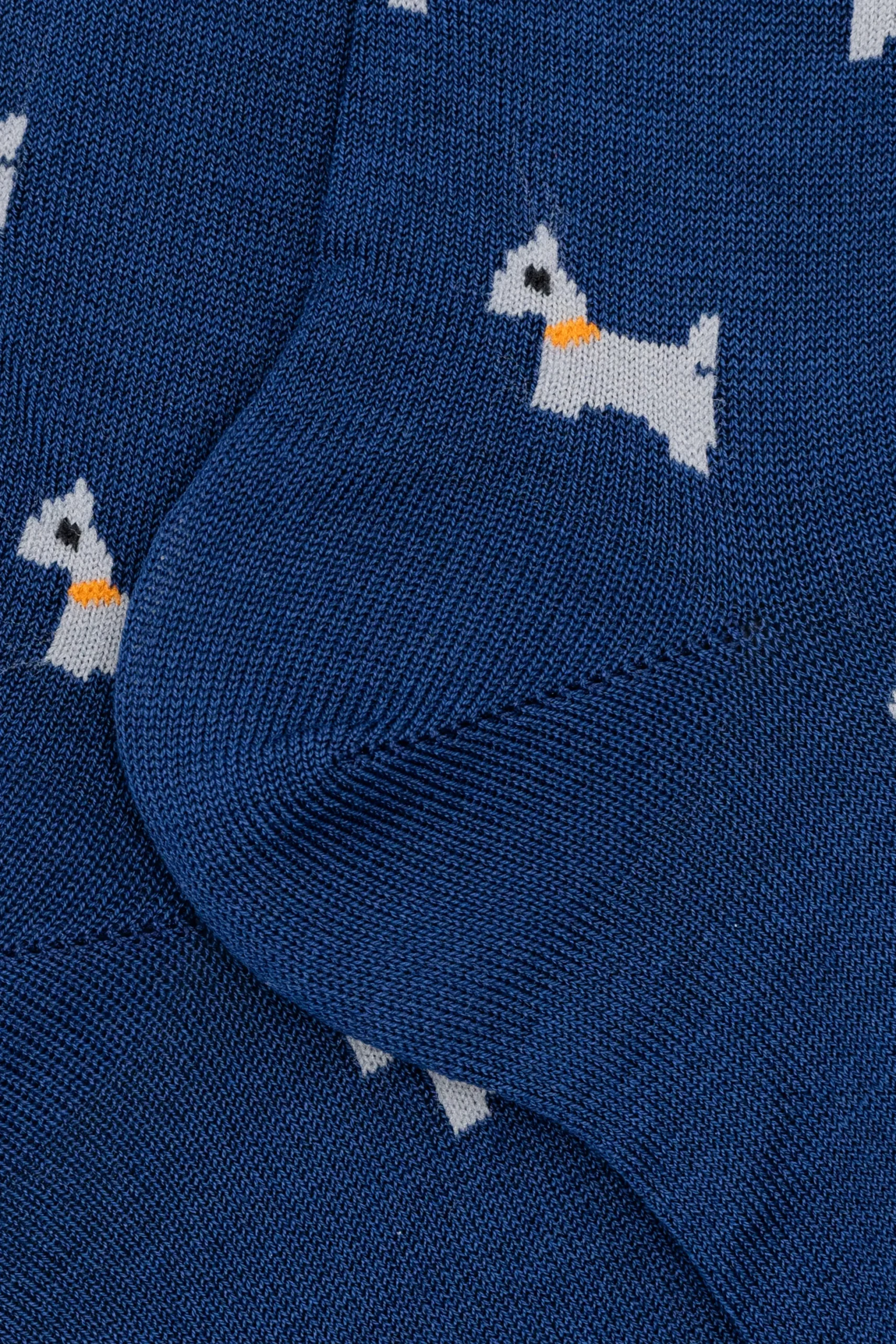 Calze Corte in Cotone Fantasia Cani - BLU/GRIGIO