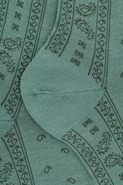 Calze Corte in Cotone Fantasia Bandana - VERDE