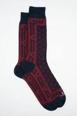 Calze Corte in Cotone Fantasia Bandana - BLU/ROSSO