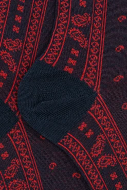Calze Corte in Cotone Fantasia Bandana - BLU/ROSSO